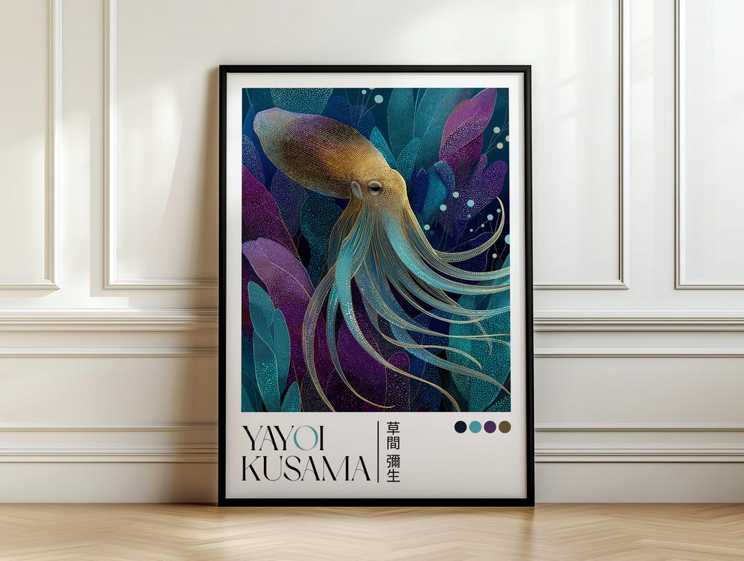 Yayoi Kusama Bioluminescent Ocean Print | Octopus Wall Art, Surreal ...