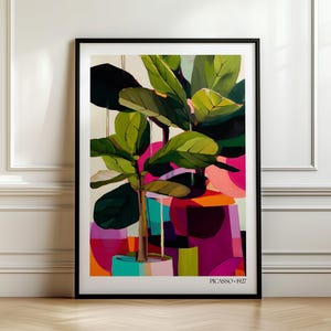 Picasso Colorful Indoor Plant Print | Indoor Garden Wall Art Dopamine Decor Plant Art Abstract Colourful Plant Artwork Indoor Plant Decor