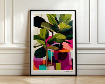 Picasso Colorful Indoor Plant Print | Indoor Garden Wall Art Dopamine Decor Plant Art Abstract Colourful Plant Artwork Indoor Plant Decor