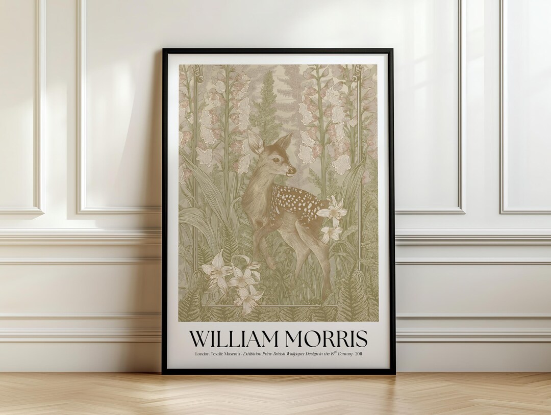 William Morris Fawn Exhibition Print | Vintage Woodland Animal Wall Art