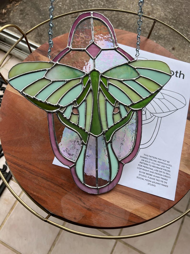 Luna Moth Suncatcher Stained Glass Pattern: Intermediate (PDF) - Etsy