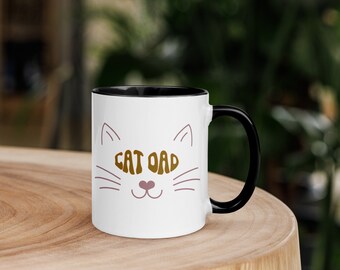 Cat Dad Mug with Black or Yellow Inside