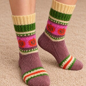 Pumpkin Socks Knitting Pattern PDF, Halloween Colorwork Socks, EU 41–42, Magic Loop, Digital Download