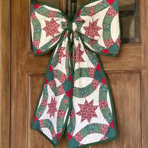 Handmade Quilted Bow Door Hanger | Patchwork Christmas Seasonal Decor