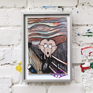 Rocky D Street Graffiti Artist Digital Wall Art Print, Edvard Munch The Scream, Mr Mackey, A4 Unframed, UK Handmade, Handprinted