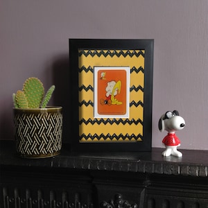 Snoopy Woodstock Peanuts, Linus Van Pelt, Mounted Wall Art, Vintage Playing Card, Gifts For Him, Her, Kids Birthday, Ready for Framing 5x7&quot;