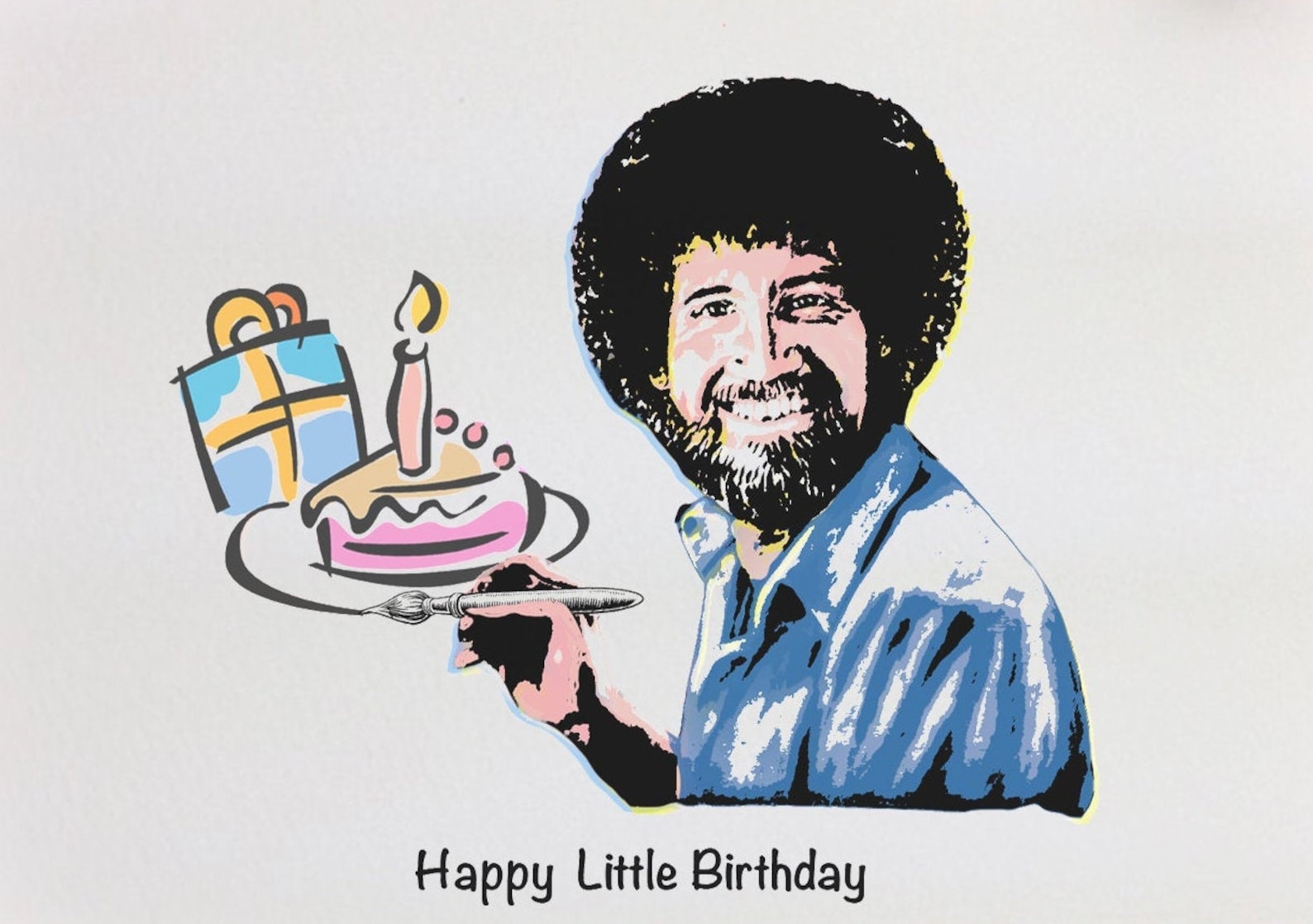 Bob Ross Birthday Card Bob Ross Greetings Card Happy | Etsy