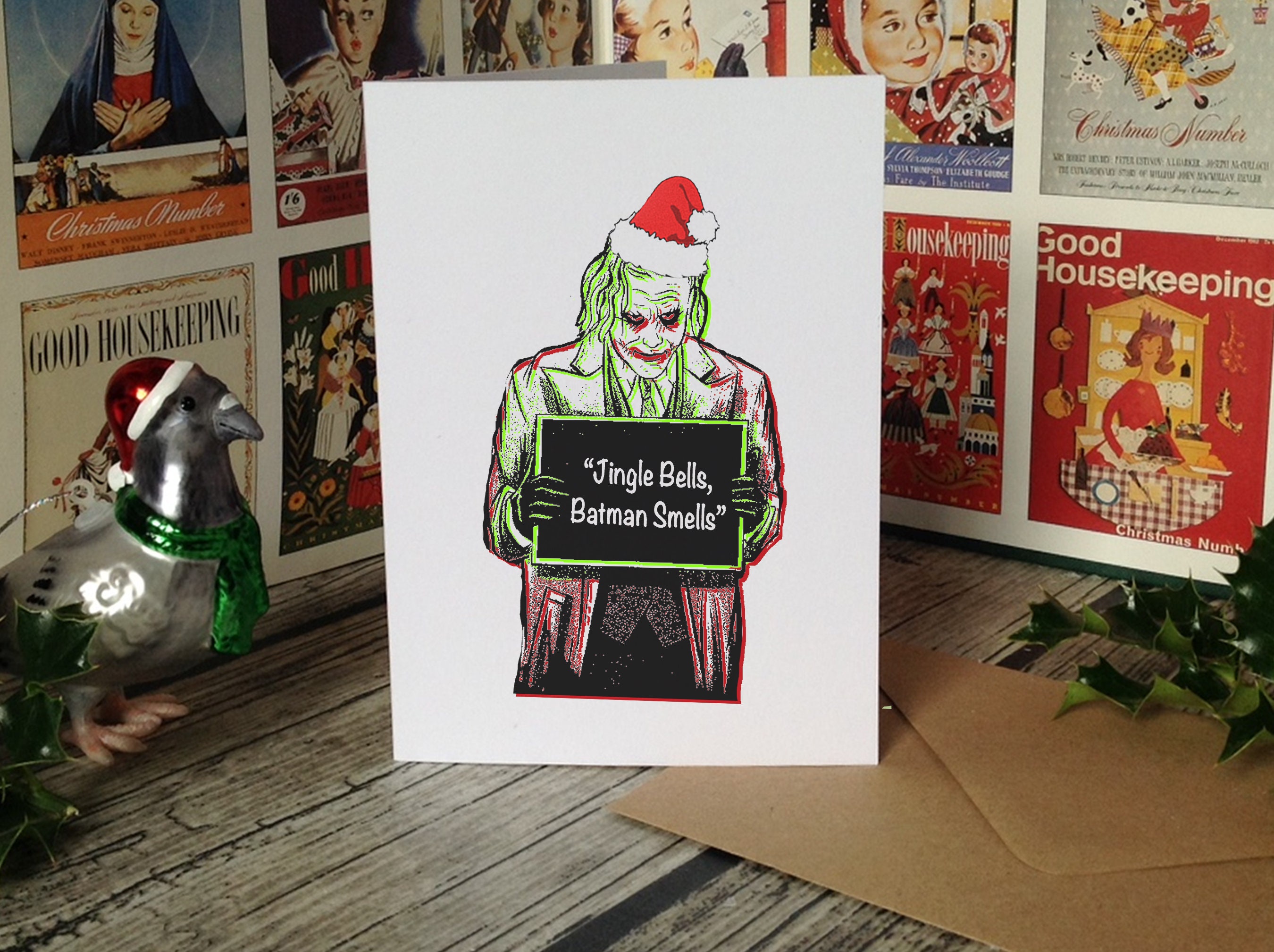 Jingle Bells Christmas Card Batman Smells Joker Christmas Etsy