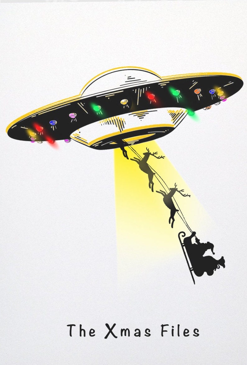 Alien Christmas Greetings Card, UFO Card, Science Fiction Sci-fi Fan ...