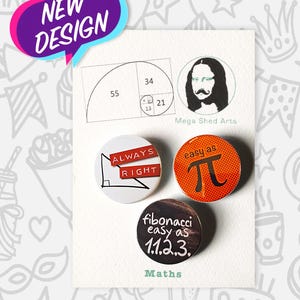 Maths Badges, Pin Badge, Geek Math Jokes, Big Bang Theory, Birthday Gifts , Science Gifts, Maths Gifts, UK handmade