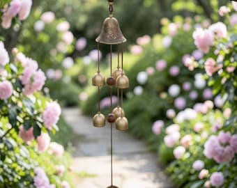 Campana de viento japonesa de cobre – Decoración Feng Shui para jardín zen / Campana colgante para patio o balcón / Campana de viento para meditación y paz