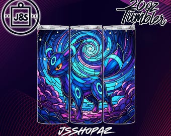 Stained Glass Umbreon| Tumbler Wrap | 20oz Sublimation Design (Single Digital Download) (PNG)