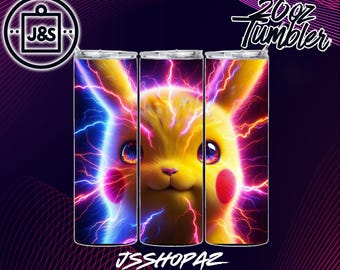 Electric Pikachu | Tumbler Wrap | 20oz Sublimation Design (Single Digital Download) (PNG)