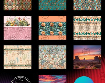 Cactus Tumbler Wrap Arizona Desert Mix | 20oz Sublimation Design (Digital Download) 10 Images