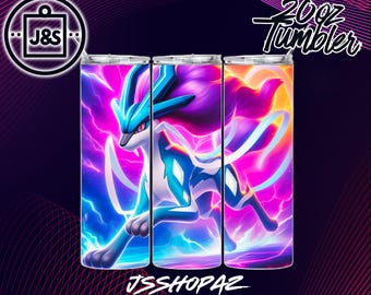 Neon Glow Suicune | Tumbler Wrap | 20oz Sublimation Design (Single Digital Download) (PNG)