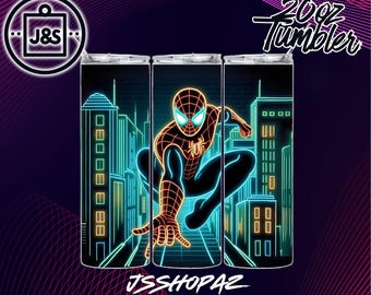 Glowing Spiderman| Tumbler Wrap | 20oz Sublimation Design (Single Digital Download) (PNG)