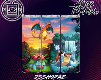 Charizard-Blastoise-Venasaur| All 3 in 1 Pokemon | Tumbler Wrap | 20oz Sublimation Design (Single Digital Download) (PNG)