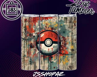 Pokeball Graffiti Style| Tumbler Wrap | 20oz Sublimation Design (Single Digital Download) (PNG)