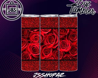 Roses and Glitter Tumbler Wrap Mix | 20oz Sublimation Design (Digital Download) 4 Images