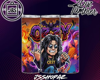 Ozzy Ozbourne / Envoltura para vaso / Diseño de sublimación de 20 oz (Descarga digital única) (PNG)