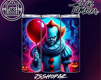Neon Halloween Movie Tumbler Wrap | 20oz Sublimation Design (Digital Download) 10 Images