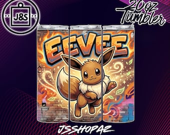 Eevee Graffiti Style| Tumbler Wrap | 20oz Sublimation Design (Single Digital Download) (PNG)
