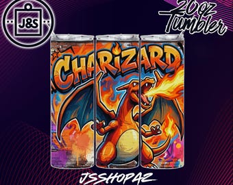 Diseño de sublimación para vaso Charizard estilo graffiti de 20 oz (descarga digital individual) (PNG)