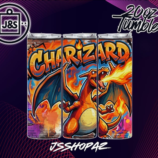 Charizard Graffiti Style| Tumbler Wrap | 20oz Sublimation Design (Single Digital Download) (PNG)