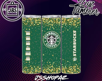 Gold Stars Glitter Starbucks Tumbler Wrap | 20oz Sublimation Design (Digital Download)