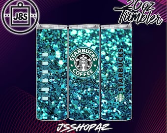 Teal Glitter Starbucks Tumbler Wrap | 20oz Sublimation Design (Digital Download)
