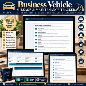 Bedrijfsvoertuigkilometer- en onderhoudstracker | Fleet Log HTML-app | Kilometerregistratie, brandstofverbruik, chauffeurs- en onkostenregistratie | Digitale download