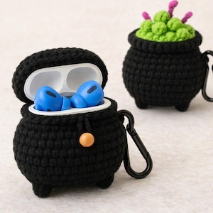 Patroon AirPods-hoesje gehaakte ketel | Witchy oordopjeshouder (pdf-download)