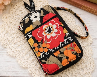Vera Bradley Quilted Floral Wristlet Wallet – Small Travel Organizer Pouch