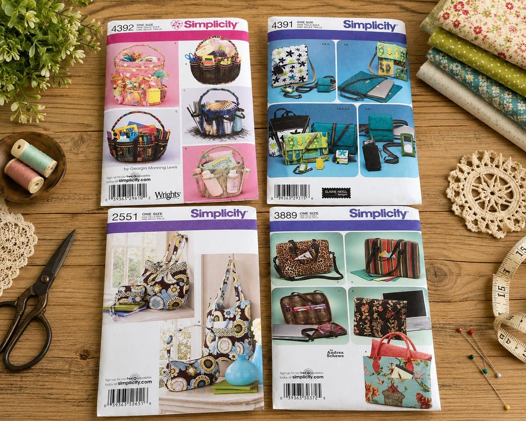 Vintage Simplicity Purse & Tote Sewing Pattern Lot – Uncut Handbag Bag ...