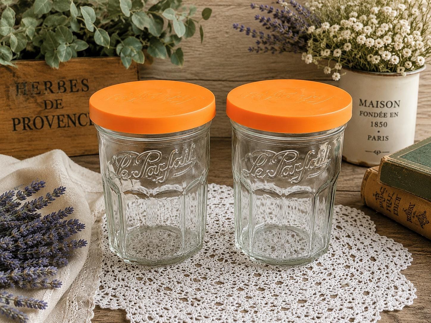 Vintage Orange Glass Jar With Lid - Etsy