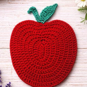 Apple Crochet Dish Scrubby Pattern PDF | Farmhouse Kitchen Dishcloth Scrubber (Easy Crochet)