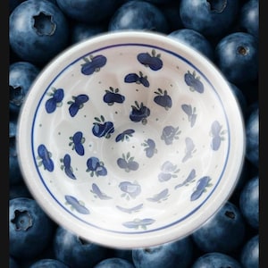 Polish Pottery Mini Babka Bundt Pan 4.3” Blueberry Berry Pattern Hand Painted Stoneware