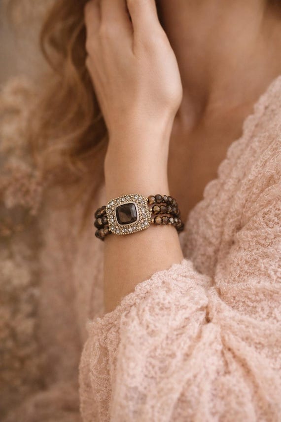 Heidi Daus Crystal Beaded Statement Bracelet – Mu… - image 1