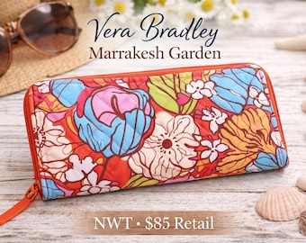 Cartera tipo acordeón acolchada Vera Bradley Marrakesh Garden / Organizador con cremallera (Nuevo con etiquetas)