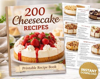 200 Käsekuchen Rezepte Kochbuch | Druckbare Dessert Backanleitung (Digitaler Download)
