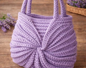Modèle de sac fourre-tout avec nœud au crochet – Sac de marché torsadé sur le devant (PDF numérique)