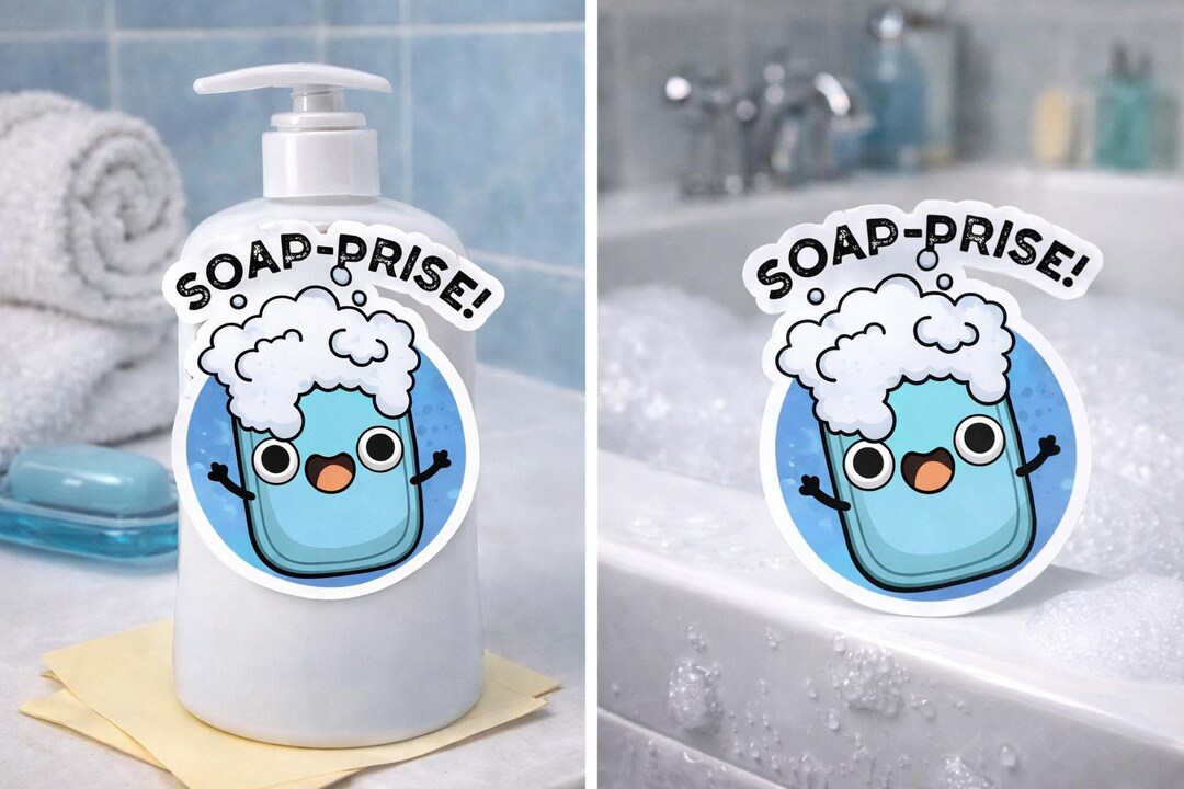 Soap Fun Sticker Soap-prise! Die-cut Sticker | Kawaii Cartoon Character - Etsy