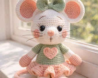 Crochet Mouse Doll Pattern PDF | Amigurumi Ballerina Mouse Toy |  Beginner Friendly Crochet Gift