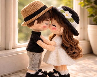 Crochet Kissing Couple Pattern PDF | Amigurumi Romantic Dolls | Wedding Gift Crochet Pattern | Valentine Couple Amigurumi