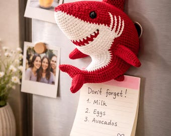 Amigurumi Shark Fridge Magnet Pattern | Crochet Ocean Decor |  Shark Plush Magnet | DIY PDF Crochet Pattern