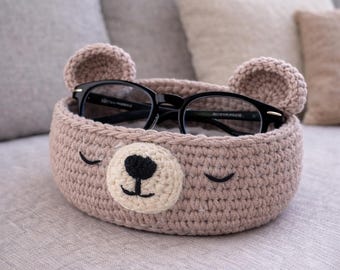Crochet Bear Eyeglasses Holder Pattern PDF | Amigurumi Glasses Stand | Cute Desk Organizer | Beginner Friendly Crochet Gift