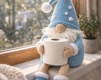 Winter Bathroom Gnome Crochet Pattern PDF | Toilet Paper Holder Gnome Amigurumi | Christmas Bathroom Decor Crochet | Bathroom Gnome Pattern