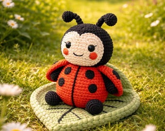 Crochet Ladybug Amigurumi Pattern | Ladybug on Leaf PDF | Spring Garden Decor | Cute Insect Plush | DIY Gift Toy