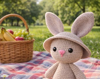 Amigurumi Bunny Crochet Pattern PDF | Easter Bunny with Bonnet | Spring Plush Toy | Beginner Friendly Amigurumi Doll
