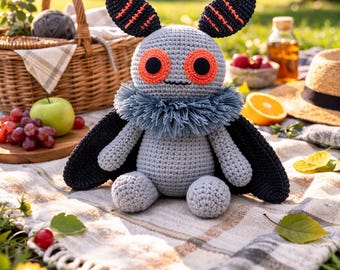 Amigurumi Mothman Crochet Pattern PDF | Cryptid Plush Doll | Halloween Goth Decor | Cute Spooky Toy | Intermediate DIY
